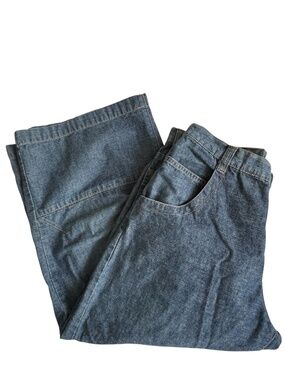Americas Standard Jeans Baggy Cropped Size 30 Wide Leg High Waist Med Blue